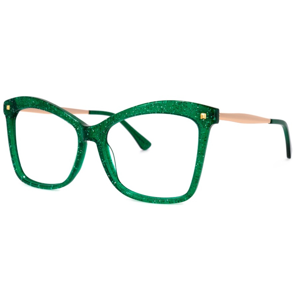 Zelool Prescription-5.00 Glitter Gold & Kelly Green Large Frame Fashion … - Picture 3 of 13